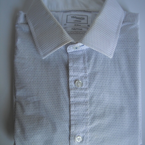 T.M.Lewin Dot Print Long Sleeve Shirt 100% Cotton - Picture 2 of 8